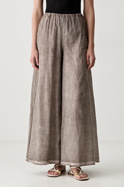 Haveone spodnie damskie bawełniane brązowe high waist PFL-Q232