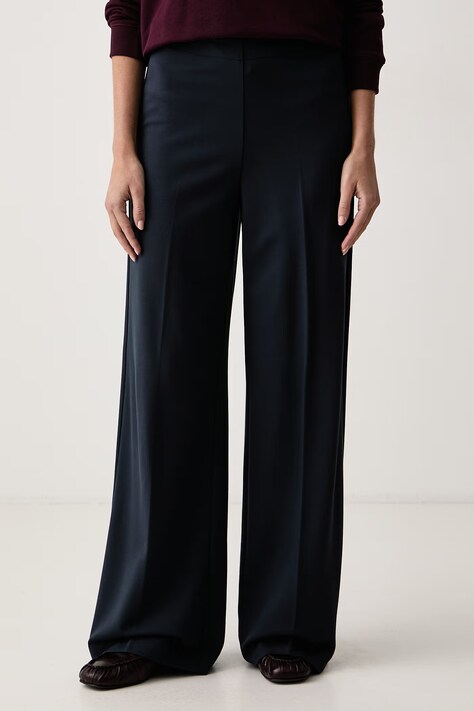 Marc O'Polo Spodnie damskie z wiskozą granatowe high waist 5000012929
