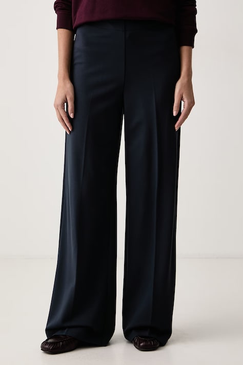 Marc O'Polo Spodnie damskie z wiskozą granatowe high waist 5000012929