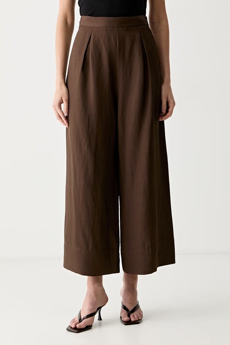 ViCOLO spodnie culottes damskie z wiskozą brązowe high waist TAB0644