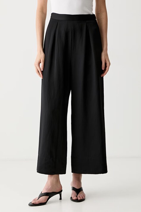 ViCOLO spodnie culottes damskie z wiskozą czarne high waist TAB0644