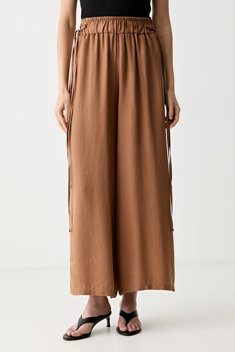 ViCOLO spodnie damskie z lyocellu brązowe high waist TAB0570