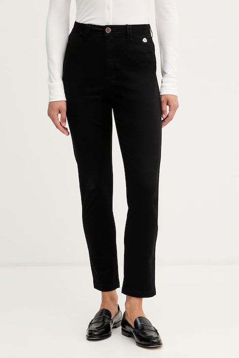 U.S. Polo Assn. spodnie chinos damskie bawełniane z elastanem Chino czarne high waist WUP1018-023
