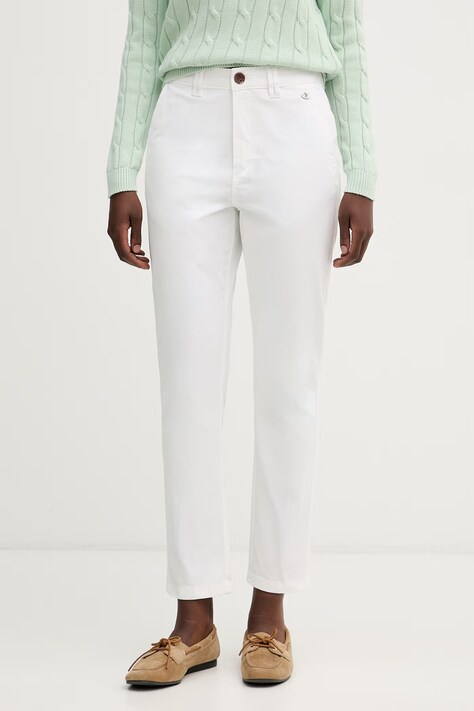U.S. Polo Assn. spodnie damskie bawełniane z elastanem Chino białe high waist WUP1018-002