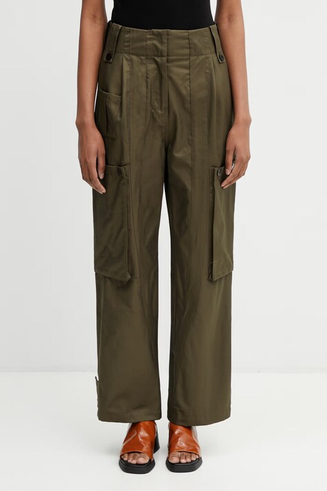 Andersson Bell Utility брюки cargo с хлопком для женщин зелёные high waist apa895w