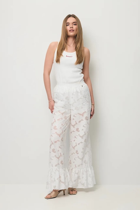 BIZUU spodnie damskie LAVENDOU beżowe high waist LAVENDOU KREMOWY