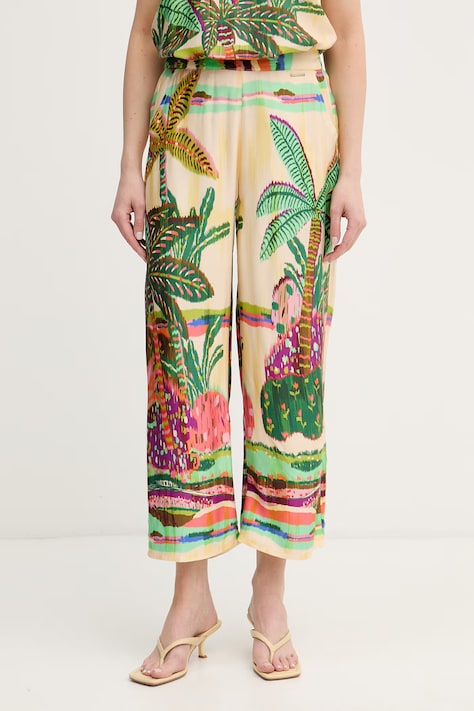 Lola Casademunt Παντελόνι ζιπ κιλότ γυναικείο από βισκόζη πράσινο ψηλό LS2614013