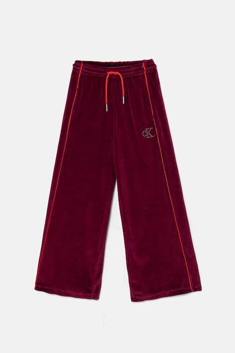 Calvin Klein Jeans pantaloni de trening din velur pentru copii culoarea bordo, uni, IG0IG03057