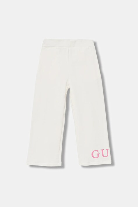 Guess spodnie dresowe bawełniane dziecięce kolor beżowy z nadrukiem K6RB01 KA6R4