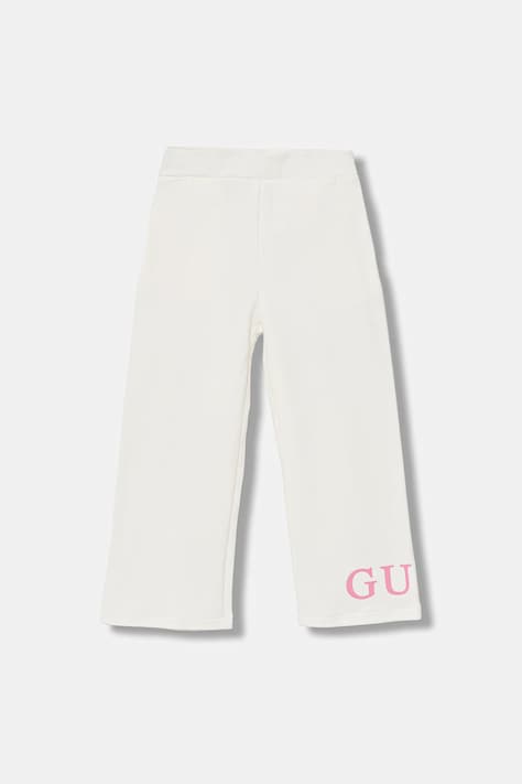 Guess spodnie dresowe bawełniane dziecięce kolor beżowy z nadrukiem K6RB01 KA6R4