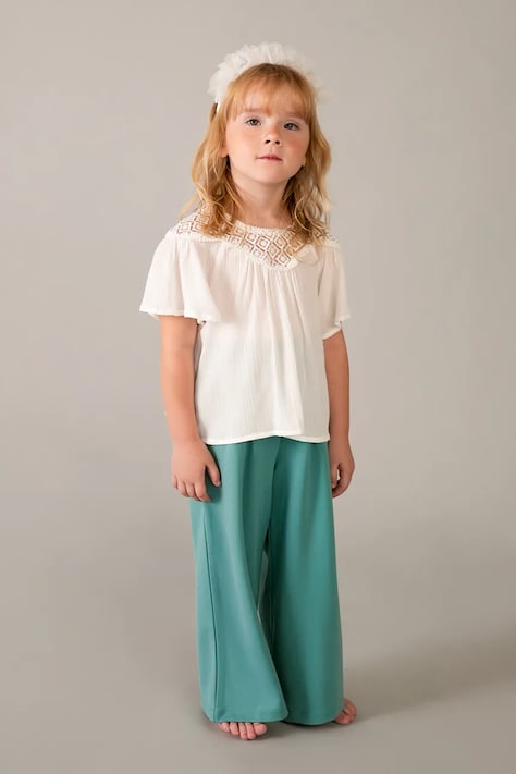 Mayoral spodnie dziecięce kolor turkusowy gładkie 3584