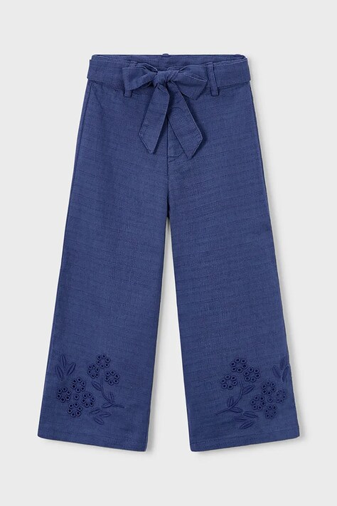 Mayoral spodnie z dodatkiem lnu dziecięce kolor niebieski gładkie 3585