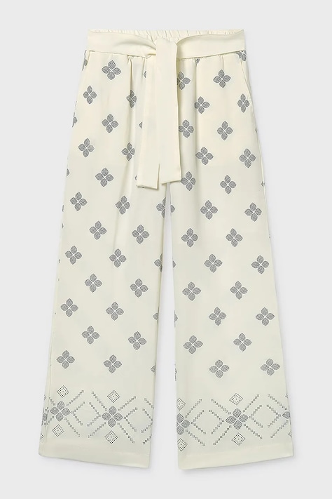 Mayoral spodnie dziecięce kolor biały wzorzyste 6553