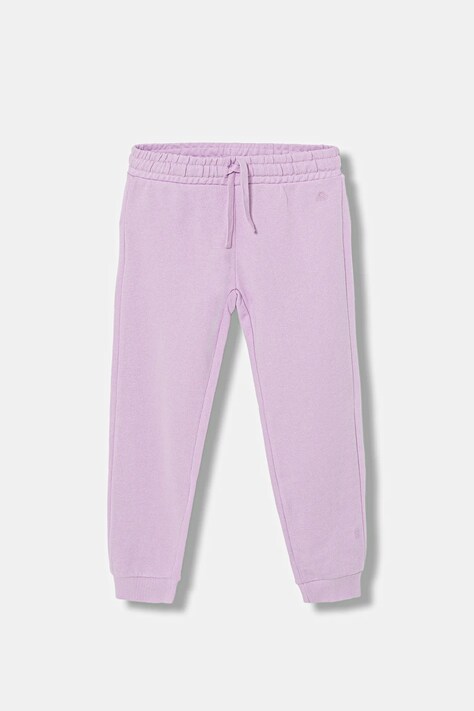 United Colors of Benetton spodnie dresowe bawełniane dziecięce kolor fioletowy gładkie 3J68CF02H