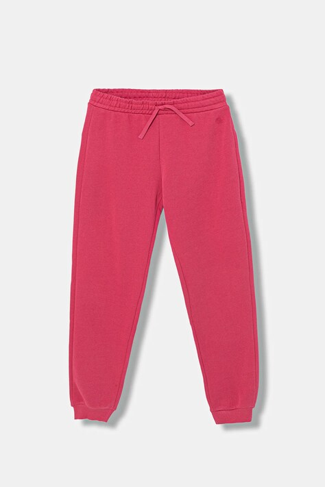 United Colors of Benetton spodnie dresowe bawełniane dziecięce kolor różowy gładkie 3J68CF02H