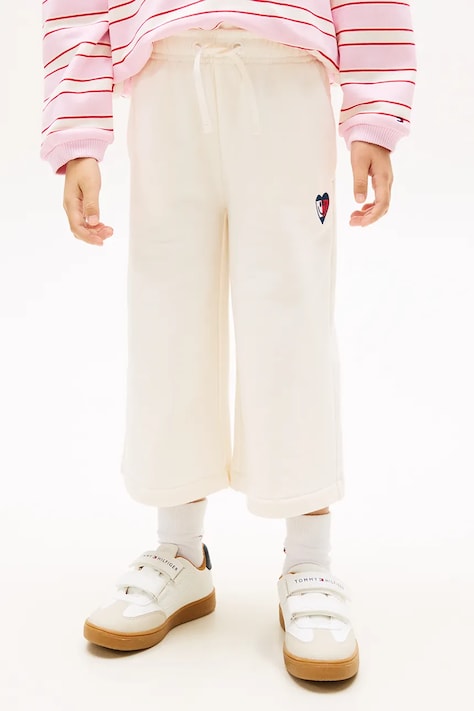 Tommy Hilfiger spodnie dresowe dziecięce bawełniane białe regular waist KG0KG09244