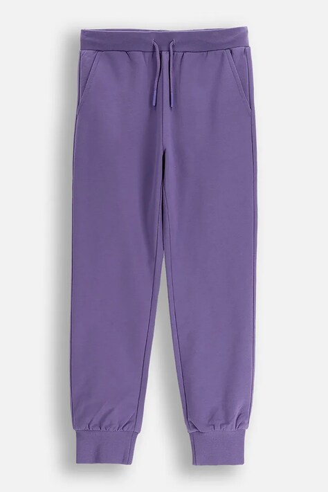 Coccodrillo spodnie dresowe dziecięce kolor fioletowy gładkie EVERYDAY GIRL