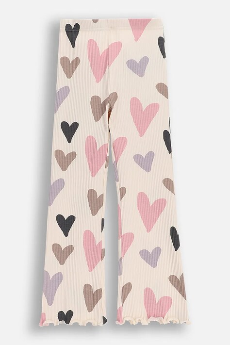 Coccodrillo spodnie dresowe dziecięce kolor beżowy wzorzyste HEARTS GIRL KIDS