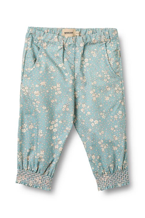 Wheat spodnie bawełniane niemowlęce kolor niebieski wzorzyste 4701-222-GOTS