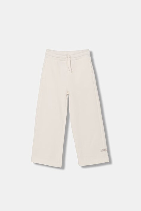 United Colors of Benetton spodnie wide leg dziecięce bawełniane beżowe high waist 3NBMCF06Y