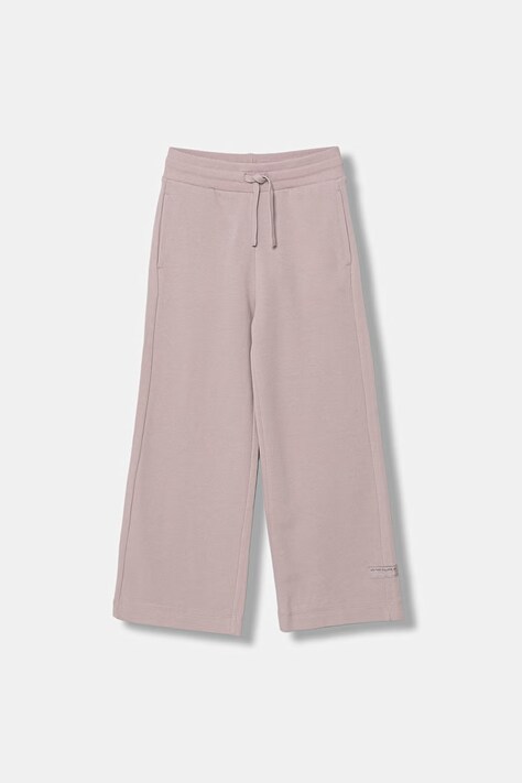 United Colors of Benetton spodnie wide leg dziecięce bawełniane różowe high waist 3NBMCF06Y