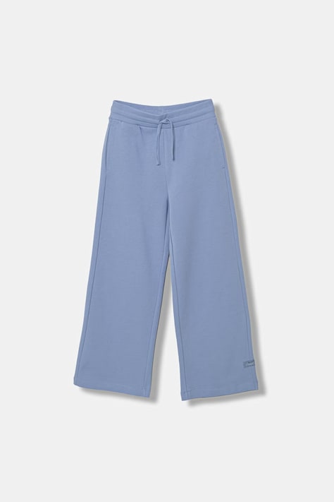 United Colors of Benetton Παντελόνι wide leg παιδικό βαμβακερό μπλε ψηλή 3NBMCF06Y