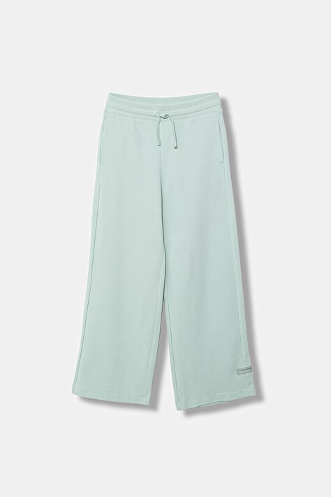 United Colors of Benetton spodnie wide leg dziecięce bawełniane zielone high waist 3NBMCF06Y