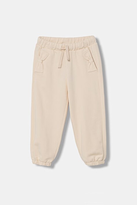 United Colors of Benetton teplákové nohavice detské bavlnené béžové high waist 3NBMGF05D