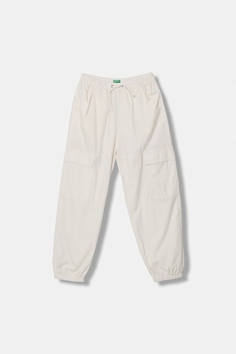 United Colors of Benetton Nohavice jogger detské s bavlnou béžové high waist 4L2VCF05H