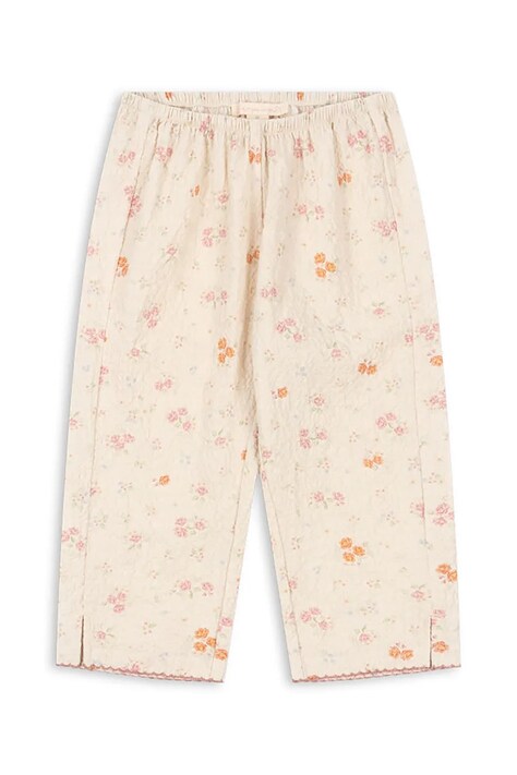 Konges Sløjd spodnie dziecięce bawełniane z elastanem ELIN SLIT PANTS GOTS beżowe high waist