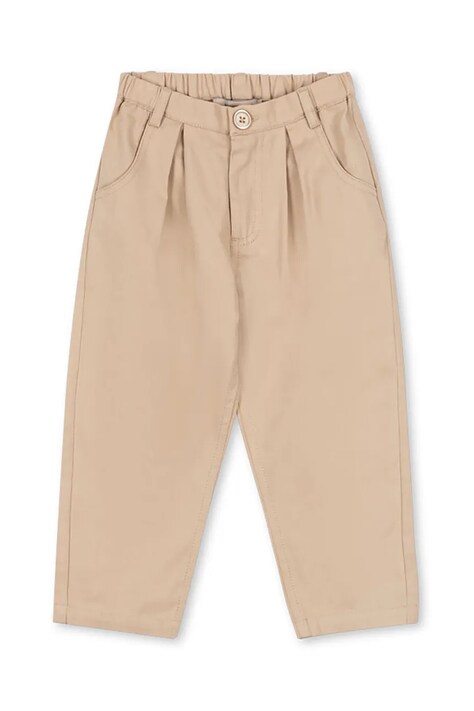 Konges Sløjd spodnie bawełniane dziecięce FRANKIE PANTS GOTS kolor beżowy gładkie KS104301