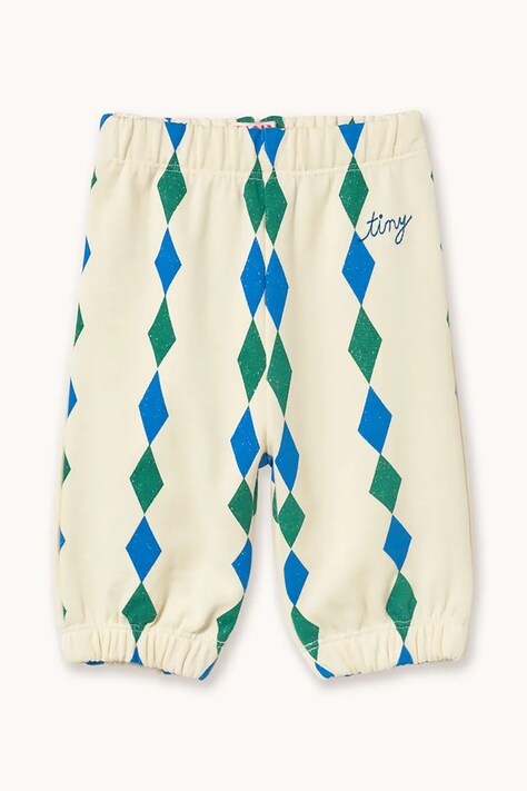 Tinycottons spodnie dresowe bawełniane dziecięce DIAMONDS BABY SWEATPANT kolor beżowy wzorzyste SS26-146