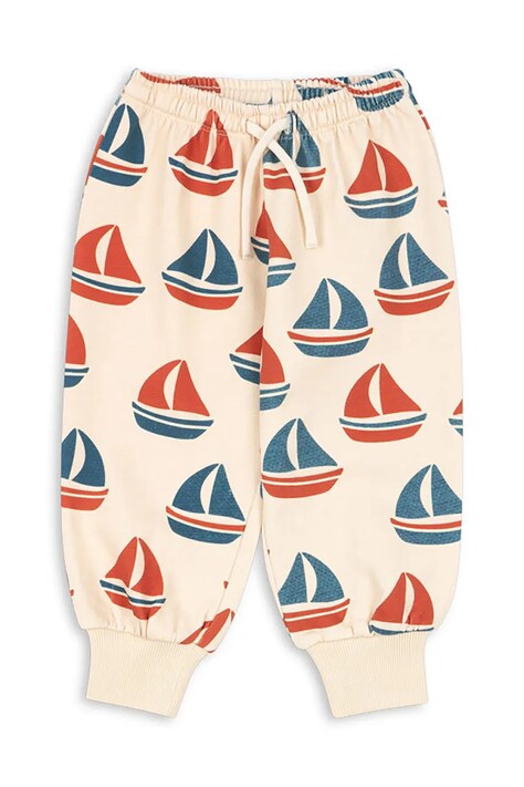 Konges Sløjd spodnie dresowe bawełniane dziecięce LOUPY LOU SWEAT PANTS OCS kolor beżowy wzorzyste KS104950