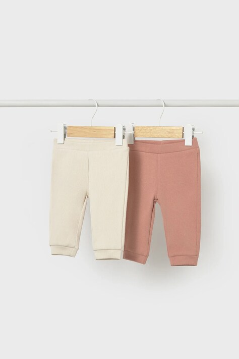 Mayoral Newborn spodnie dresowe niemowlęce 2-pack kolor różowy gładkie 1740