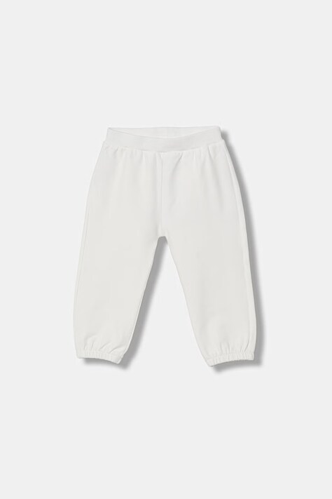 United Colors of Benetton spodnie dresowe dziecięce bawełniane z elastanem beżowe regular waist 35FNAF029