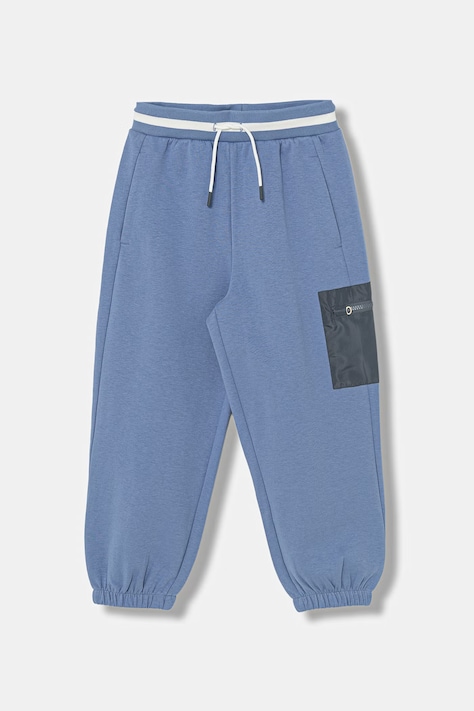 United Colors of Benetton spodnie dresowe dziecięce bawełniane niebieskie regular waist 35JVCF072