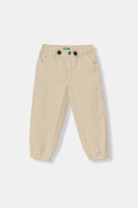 United Colors of Benetton Παντελόνι jogger παιδικό βαμβακερό μπεζ ψηλή 456SGF01R