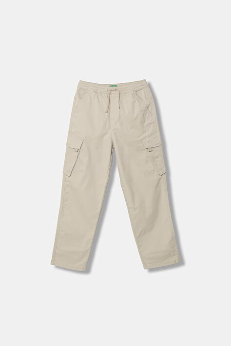 United Colors of Benetton spodnie dziecięce bawełniane z elastanem beżowe regular waist 4TCGCF05D