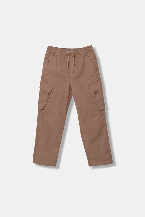 United Colors of Benetton spodnie dziecięce bawełniane z elastanem brązowe regular waist 4TCGCF05D