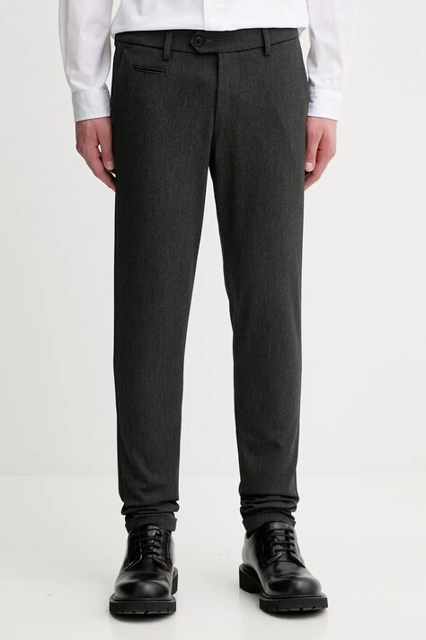 Les Deux spodnie męskie kolor szary dopasowane 100501001