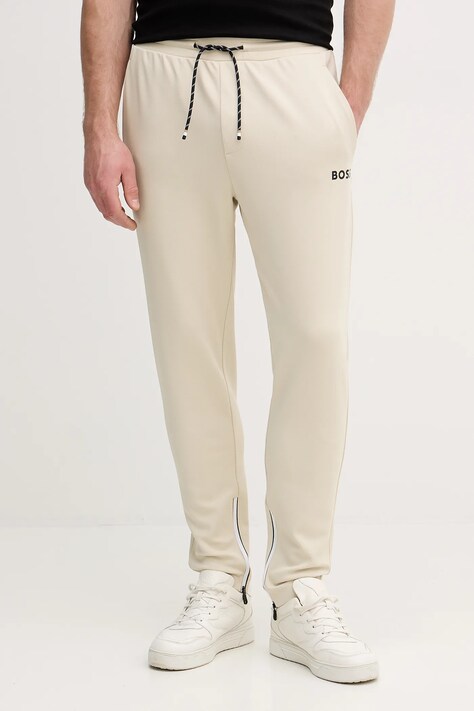 BOSS Green spodnie dresowe JT_TOC Spin Long męskie kolor beżowy z nadrukiem 50554379