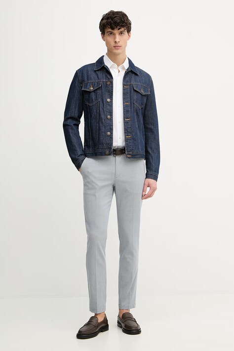 BOSS spodnie slim fit męskie z bawełną H-Kaiton1 niebieskie regular waist 50553813