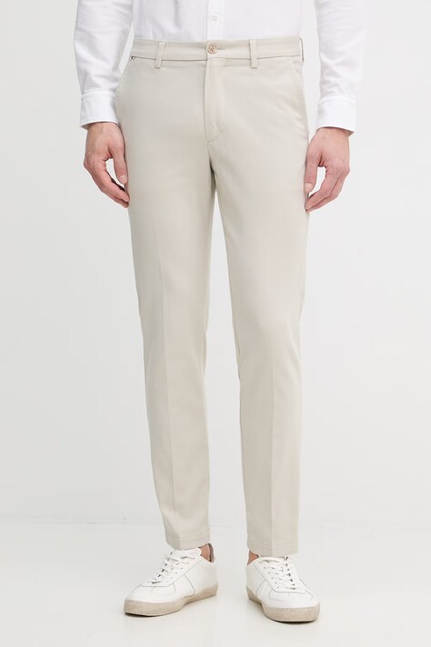 BOSS slim fit hlače za muškarce s pamukom H-Kaiton1 bež spušteni struk 50553813