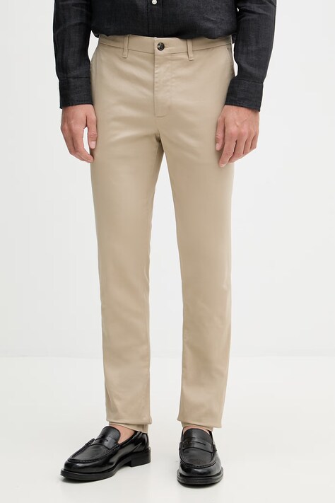 Tommy Hilfiger nohavice slim fit pánske s bavlnou béžové regular waist MW0MW41924