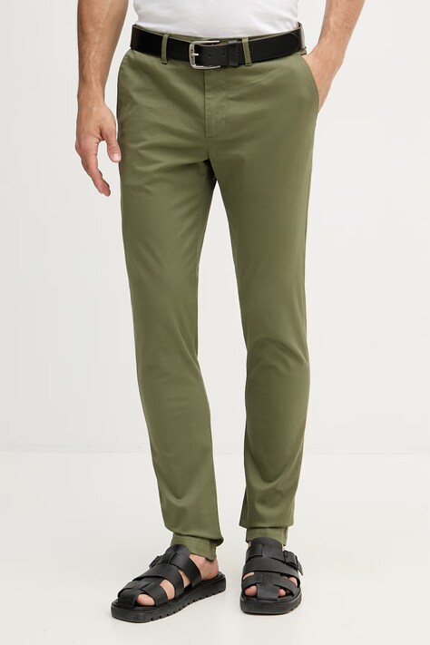 Tommy Hilfiger spodnie slim fit męskie z bawełną zielone MW0MW41924