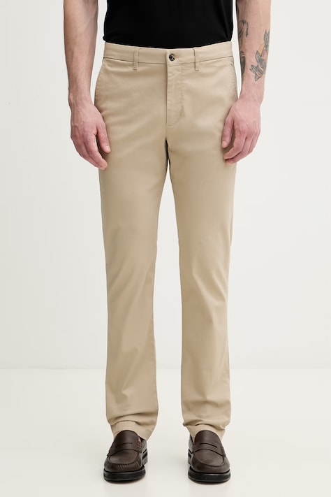 Tommy Hilfiger nohavice chinos pánske bavlnené s elastanom béžové MW0MW41923