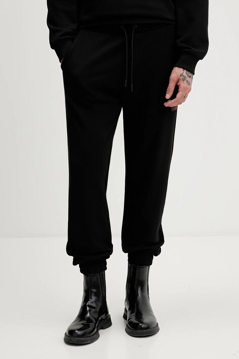 Хлопковые спортивные штаны HUGO цвет чёрный однотонные 50553146