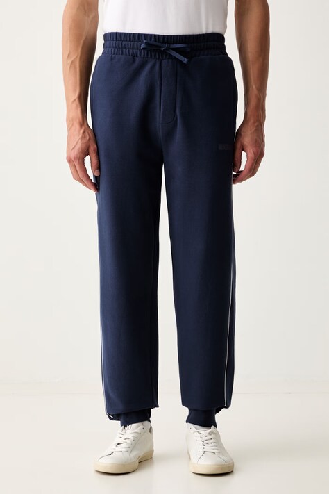 HUGO spodnie dresowe męskie bawełniane z elastanem PALO PANTS granatowe regular waist 50557002