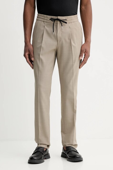 Штани з додаванням вовни HUGO Getlin251F3 колір бежевий прямі 50554817