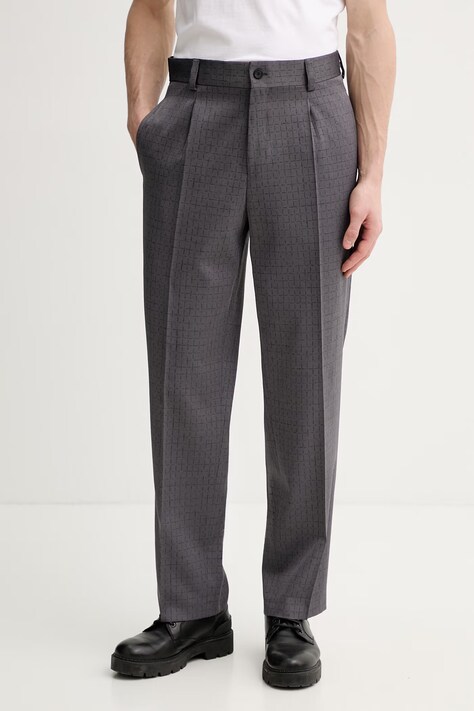 HUGO spodnie z dodatkiem wełny Flips251X męskie kolor szary w fasonie chinos 50556696